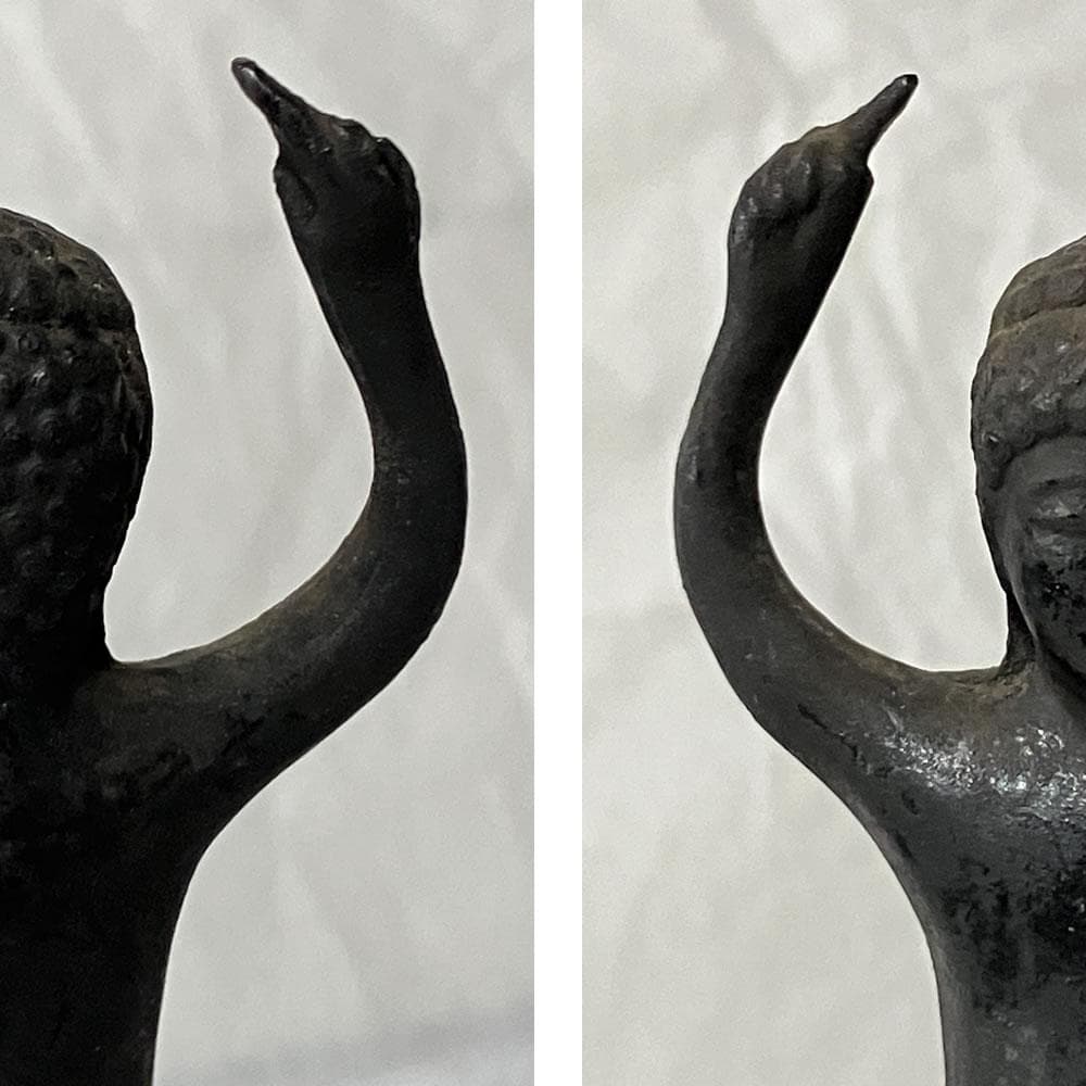 y056 古銅 誕生仏 高さ15cm 寄木台付 時代 仏像 仏教美術