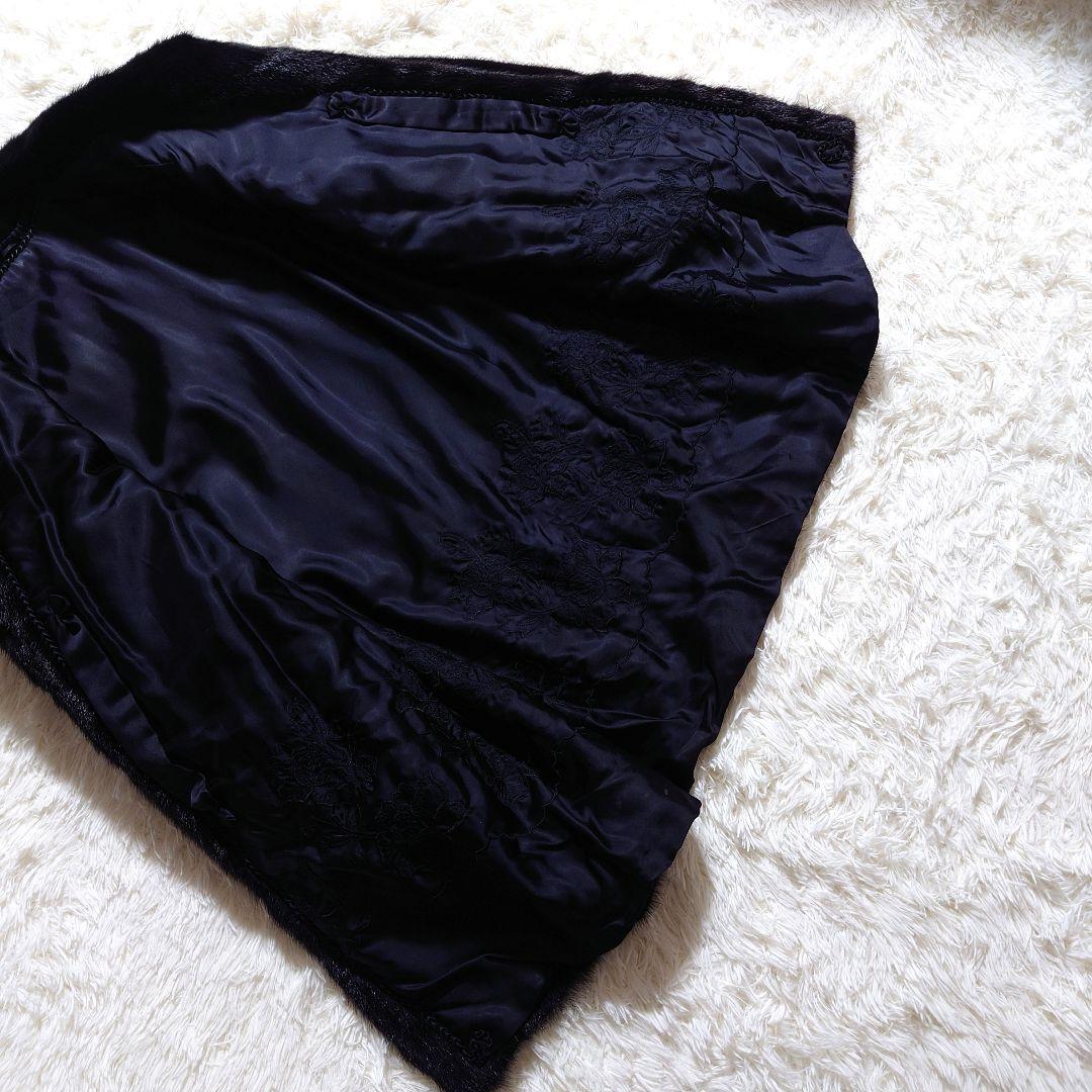 毛皮 ファーコート ブラック リアルファー ミンク系 前留め金具 リメイク素材