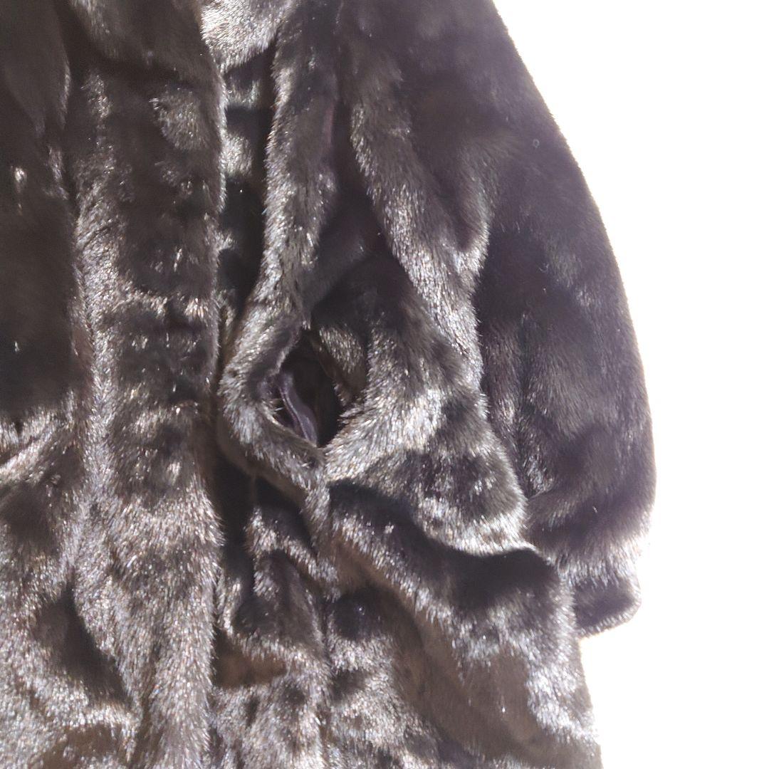 毛皮 ファーコート ブラック リアルファー ミンク系 前留め金具 リメイク素材