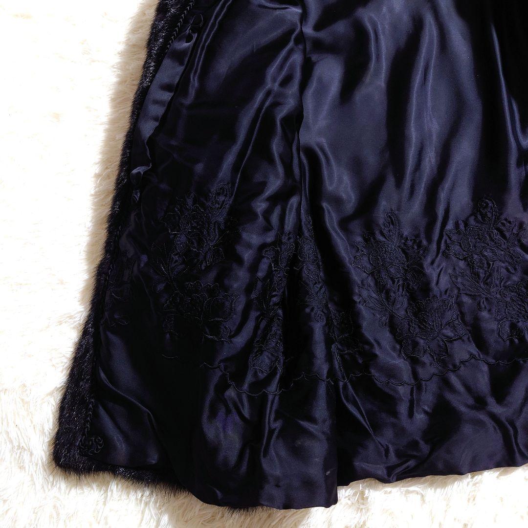 毛皮 ファーコート ブラック リアルファー ミンク系 前留め金具 リメイク素材