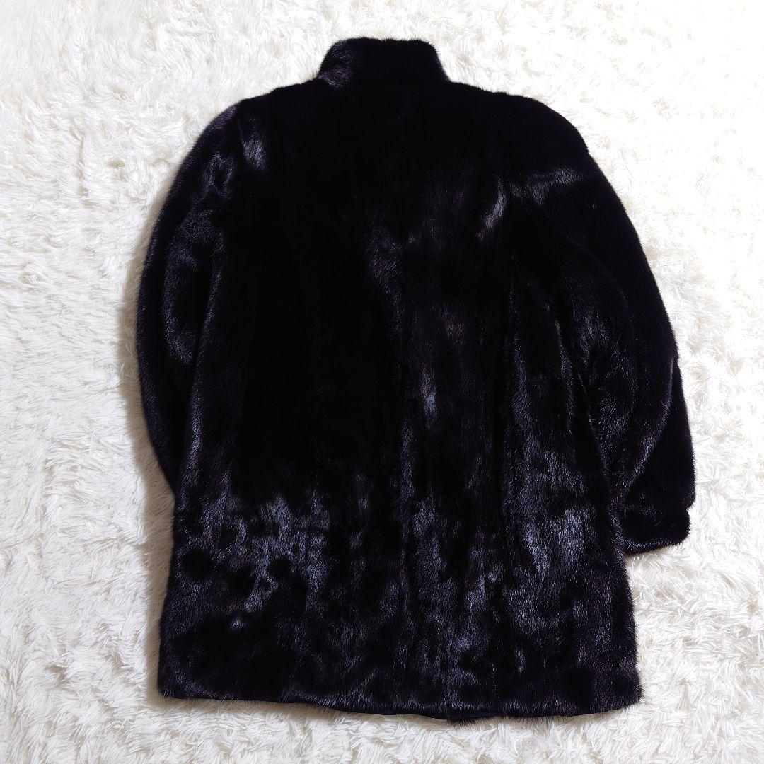 毛皮 ファーコート ブラック リアルファー ミンク系 前留め金具 リメイク素材