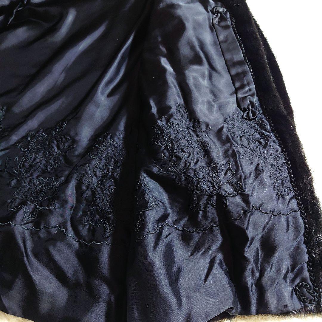 毛皮 ファーコート ブラック リアルファー ミンク系 前留め金具 リメイク素材