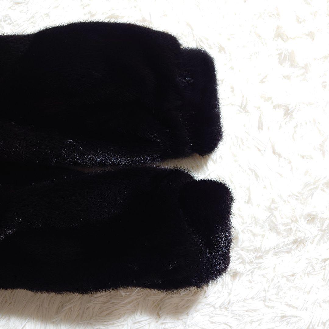 毛皮 ファーコート ブラック リアルファー ミンク系 前留め金具 リメイク素材