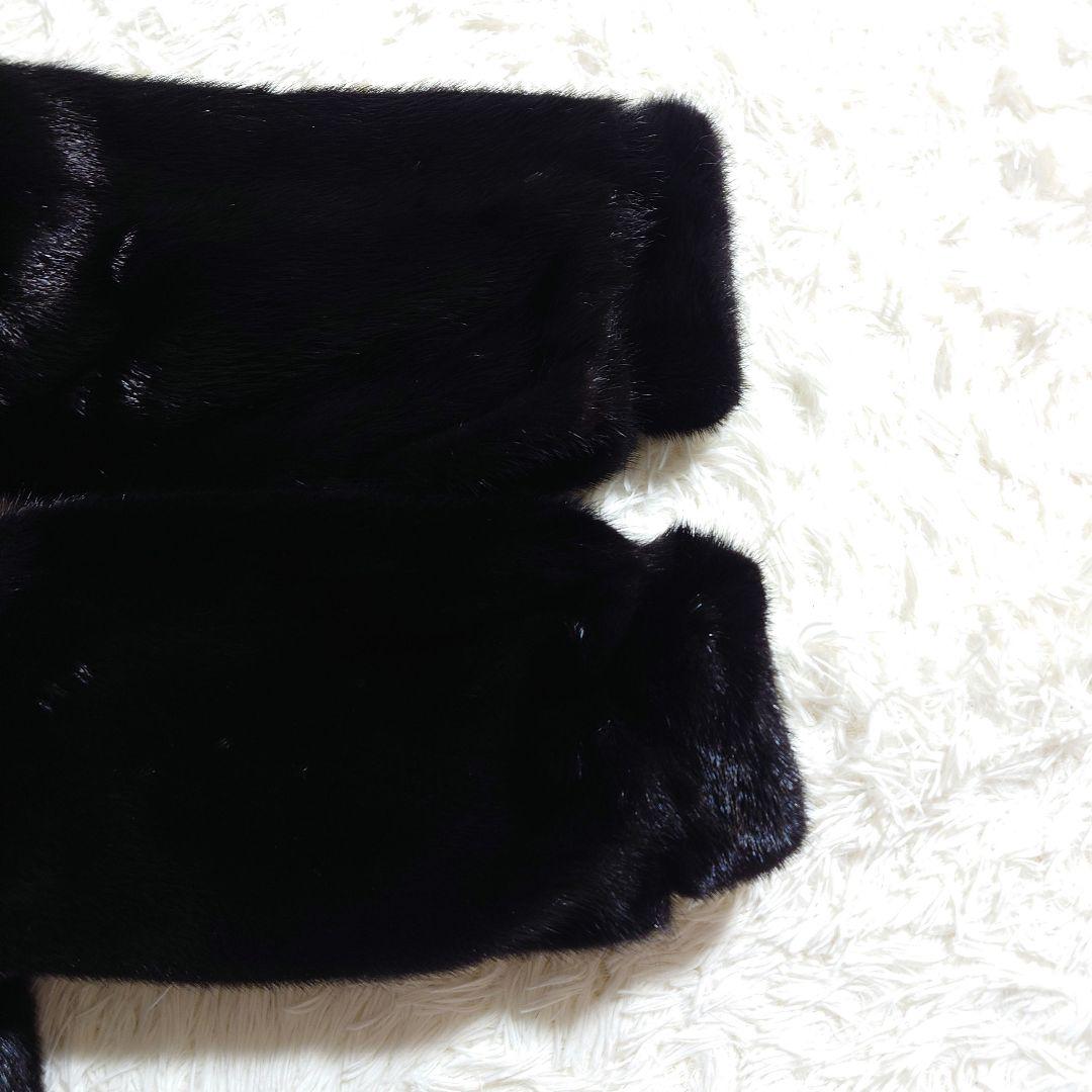 毛皮 ファーコート ブラック リアルファー ミンク系 前留め金具 リメイク素材