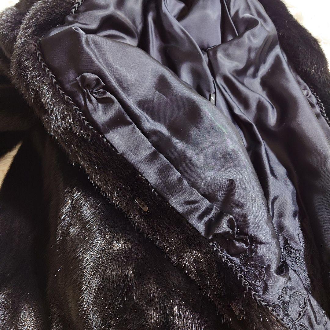 毛皮 ファーコート ブラック リアルファー ミンク系 前留め金具 リメイク素材