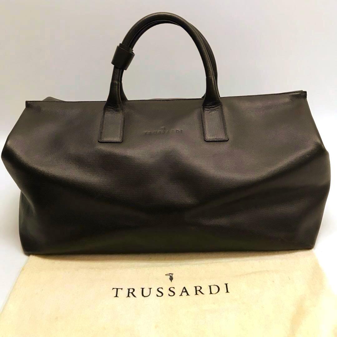 ☆美品☆TRUSSARDI ボストンバッグ ダークブラウン 大容量 旅行