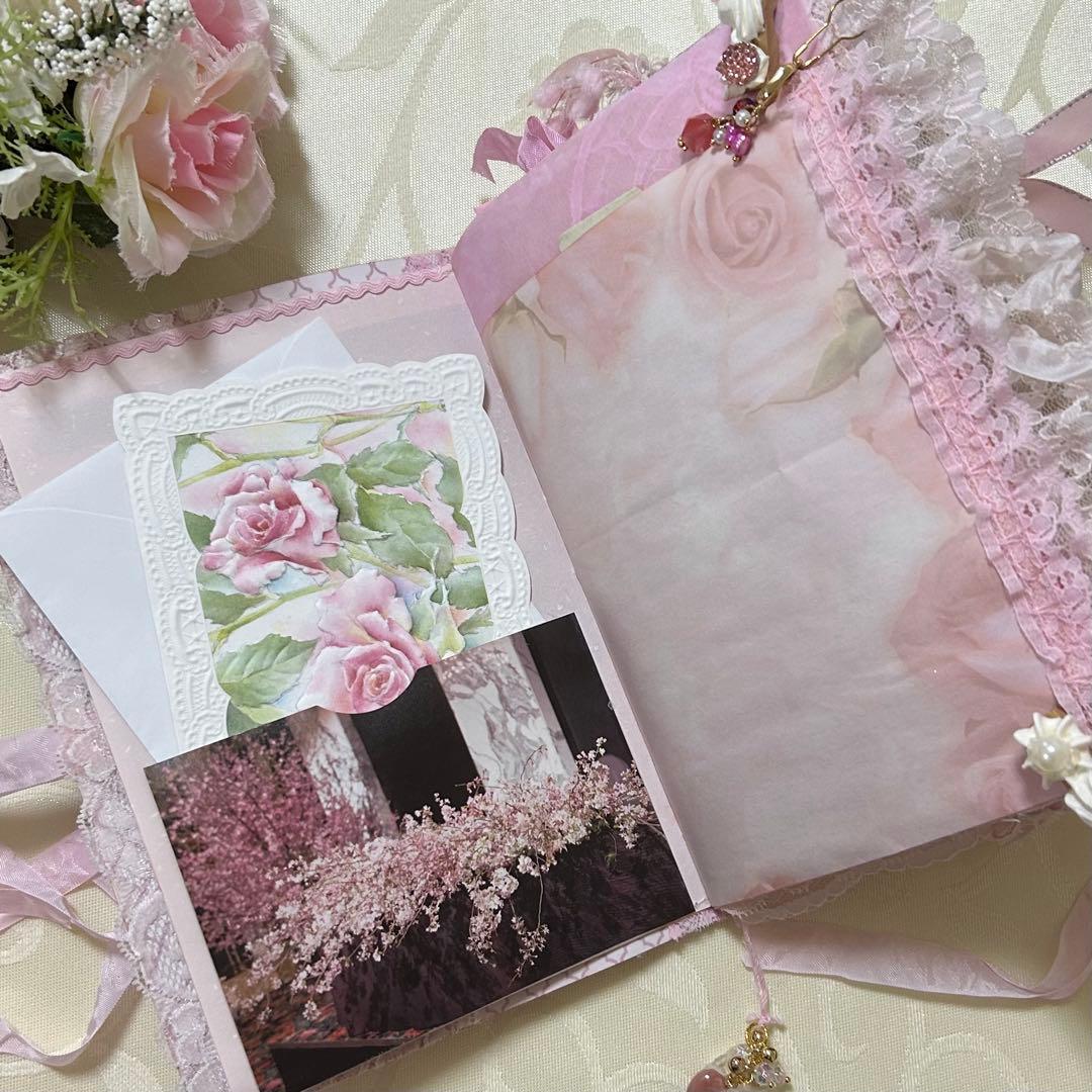 薔薇とレースのジャンクジャーナル・雑記帳　さくら色のウェディング♡
