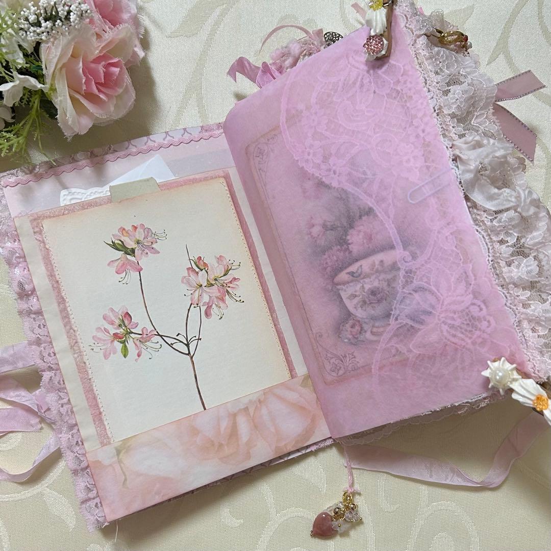薔薇とレースのジャンクジャーナル・雑記帳　さくら色のウェディング♡