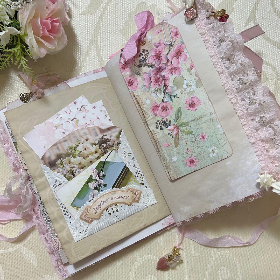 薔薇とレースのジャンクジャーナル・雑記帳　さくら色のウェディング♡