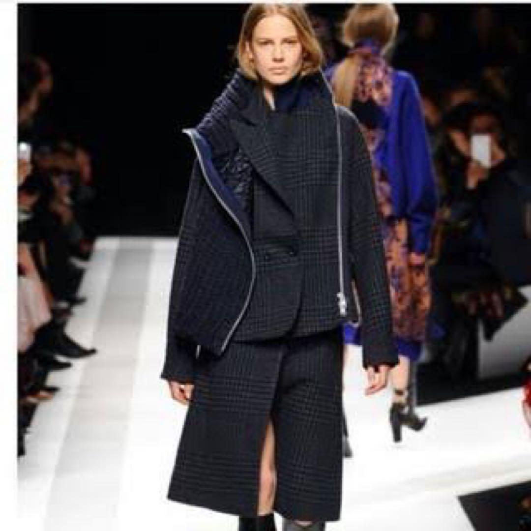 sacai サカイ ウールメルトン ニットドッキング ライダースジャケット