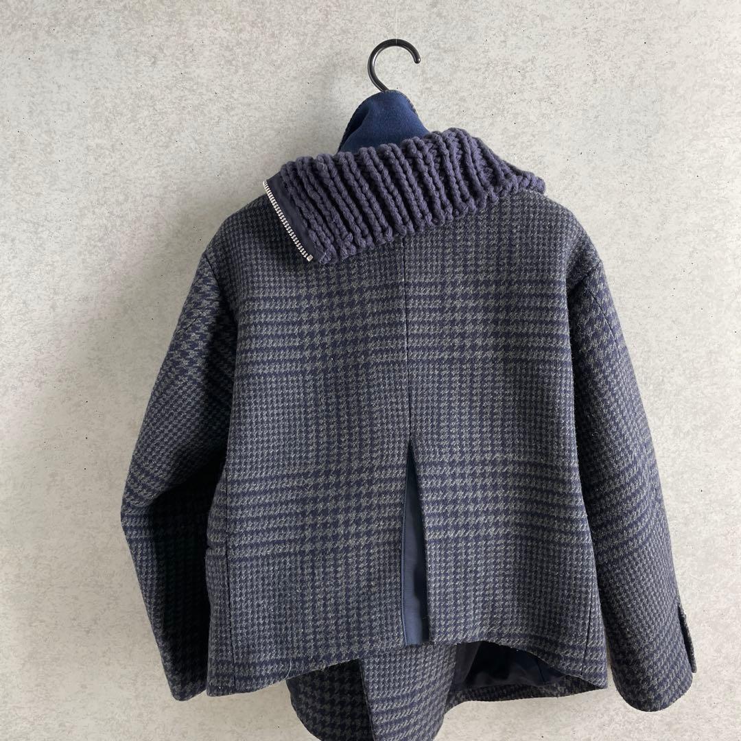 sacai サカイ ウールメルトン ニットドッキング ライダースジャケット