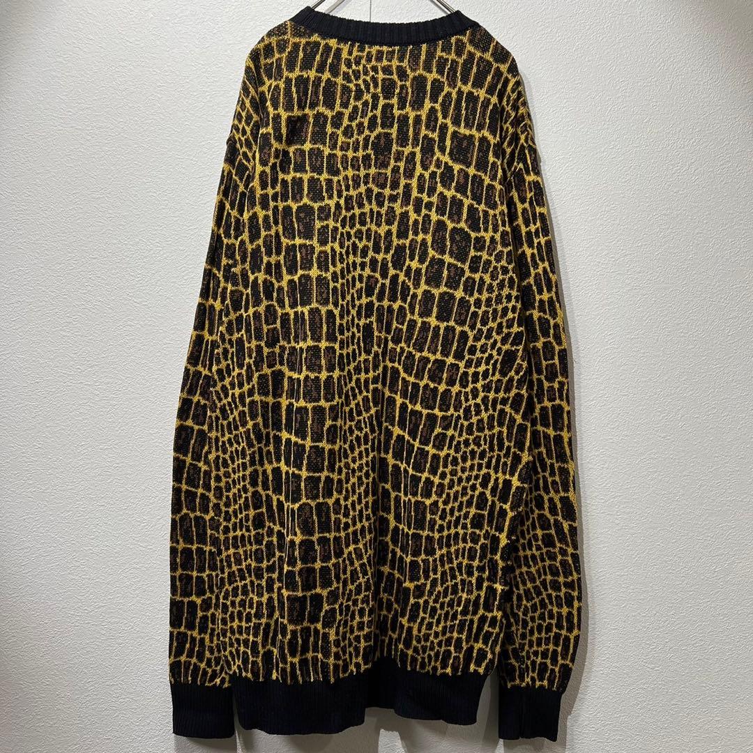 希少 ワコマリア ジャガード クルーネック ニット アニマル レオパード