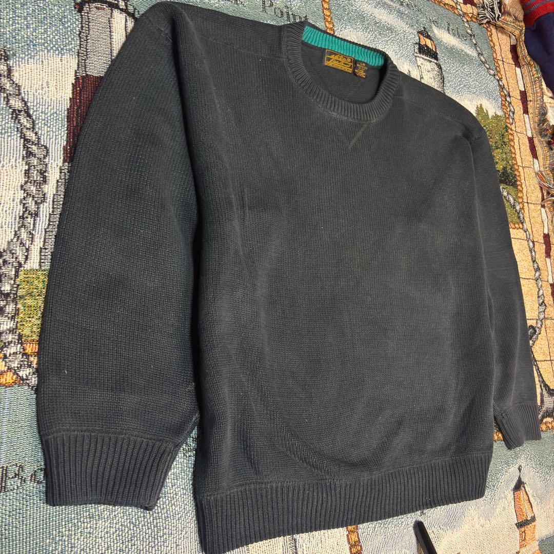 1980s Eddie Bauer 黒タグ　前v ブラック　コットンニット