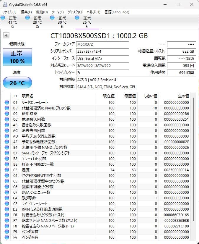 内蔵型SSD Crucial BX500 2.5 SSD 1000GB