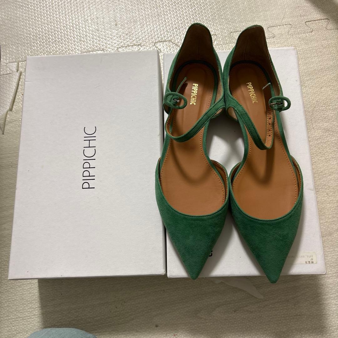 限定値下げ★未使用★PIPPICHIC ピピシック★グリーンフラット　パンプス