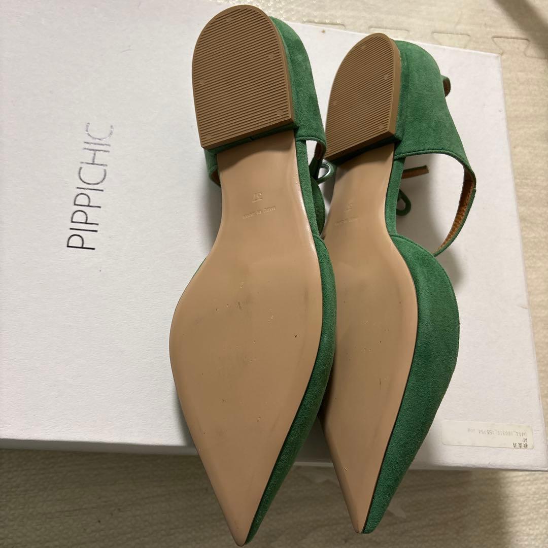 限定値下げ★未使用★PIPPICHIC ピピシック★グリーンフラット　パンプス