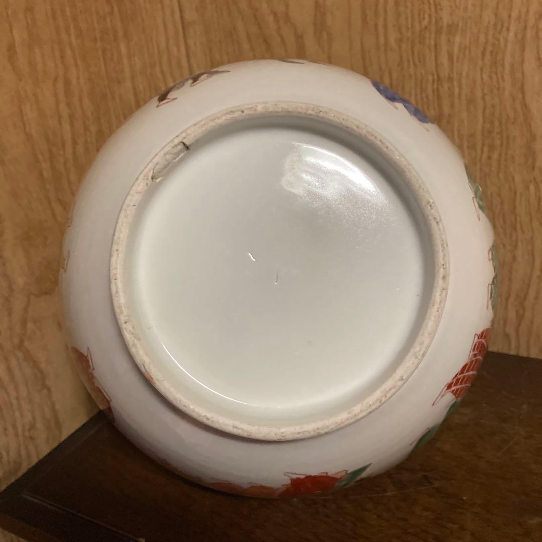 古伊万里　色絵　瓶　大徳利　南蛮人図