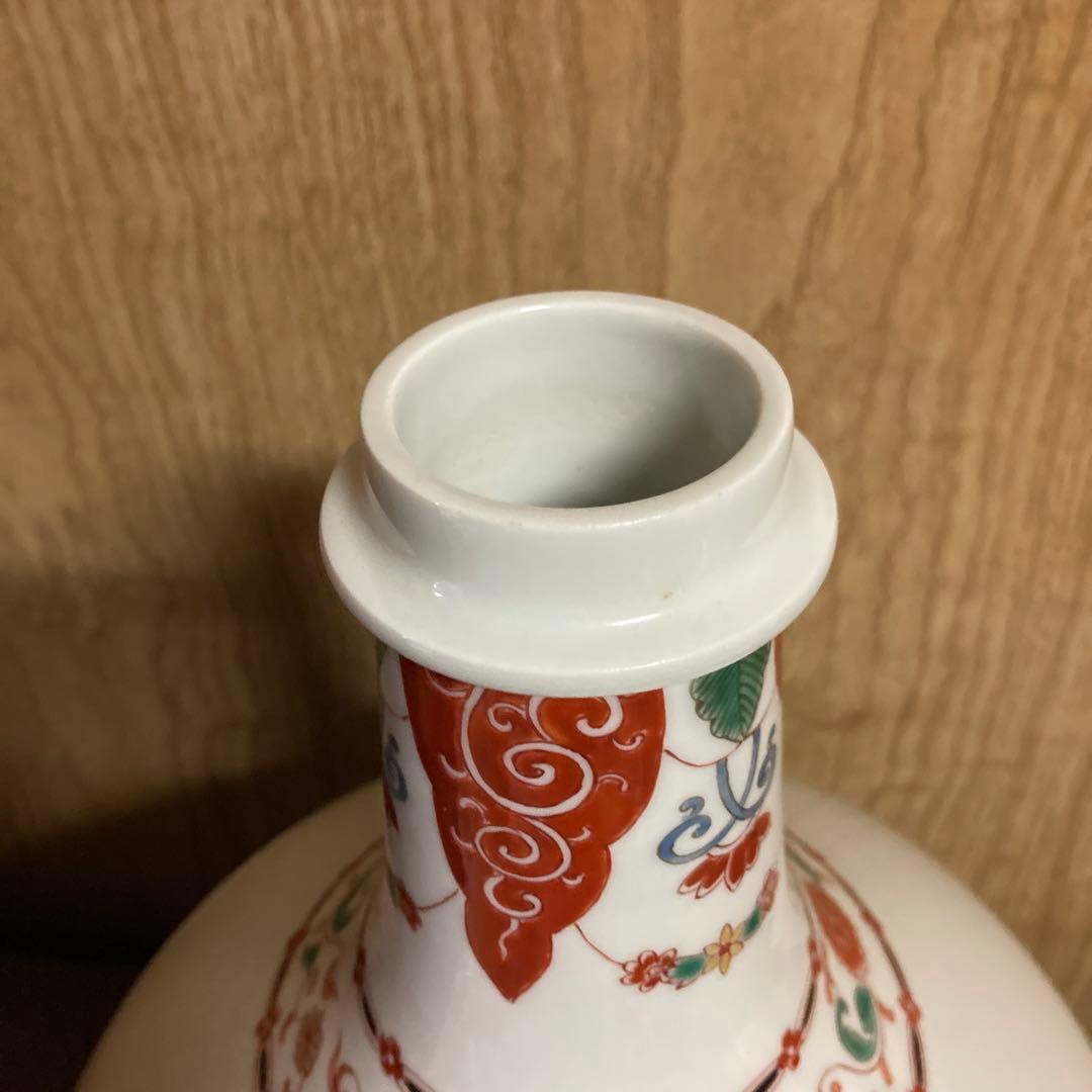 古伊万里　色絵　瓶　大徳利　南蛮人図