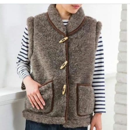 COLD BREAKER　もこもこ　ボアベスト　ウール100％　ブラウン　L