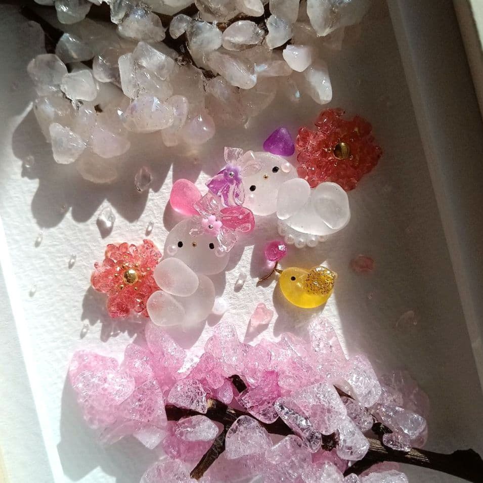 シーグラスアート　♡sakuraカクテル　ほろよい気分♡　✧春の桜を夢飛行✧