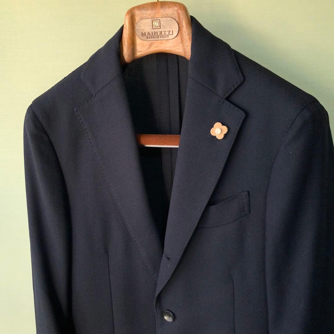 LARDINI ラルディーニ ウール ホップサック ジャケット 44ネイビー伊製