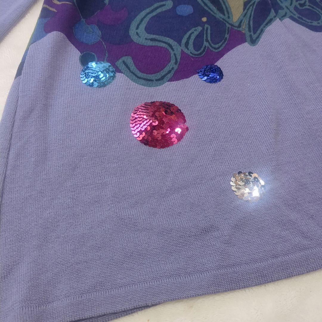 トクコプルミエヴォル　カーディガン　パープル　ウール100　　М　スパンコール