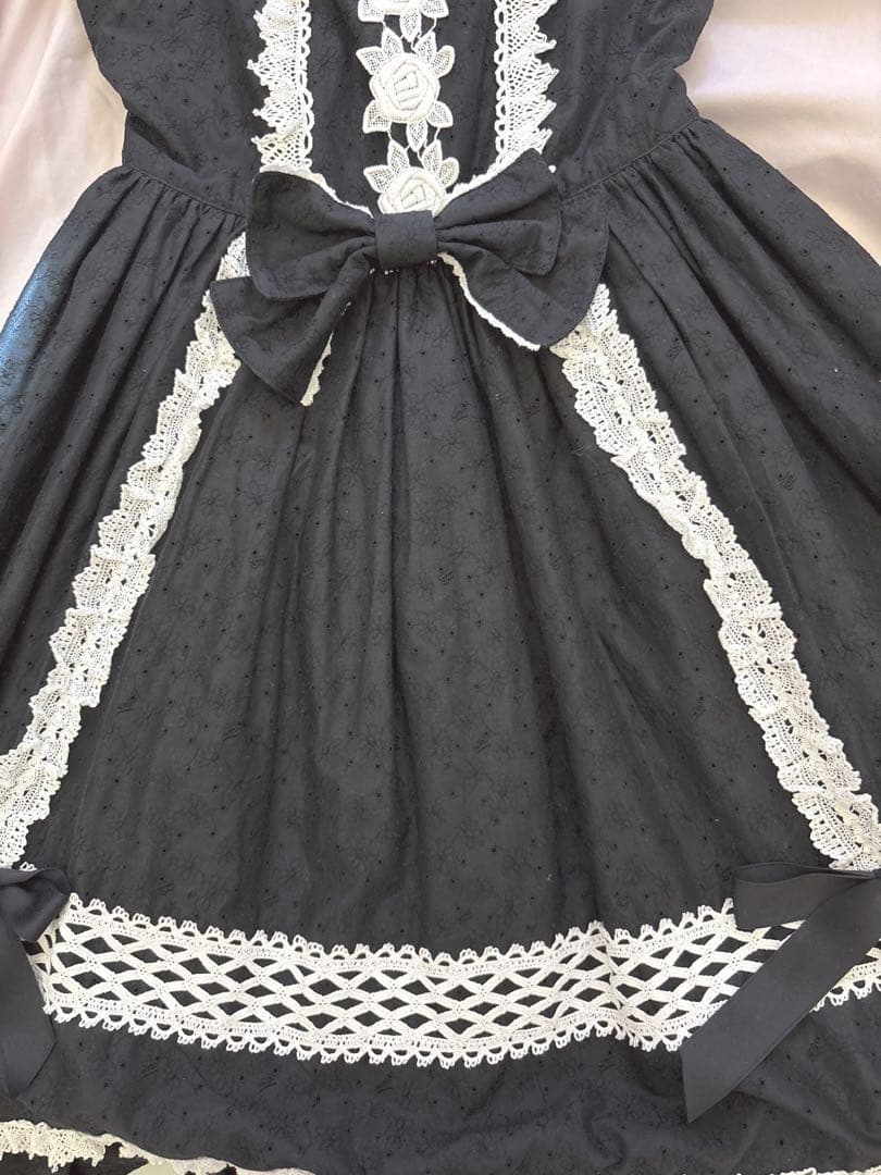 はわせ Floralジャンパースカート＆ミニリボンクリップセット 黒 BABY