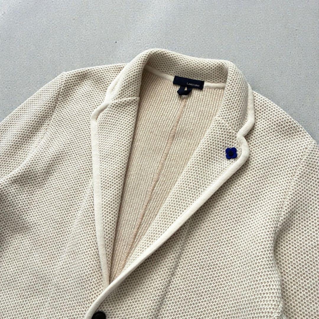 美品 LARDINI ニットテーラードジャケット 最高級アルパカウール XL