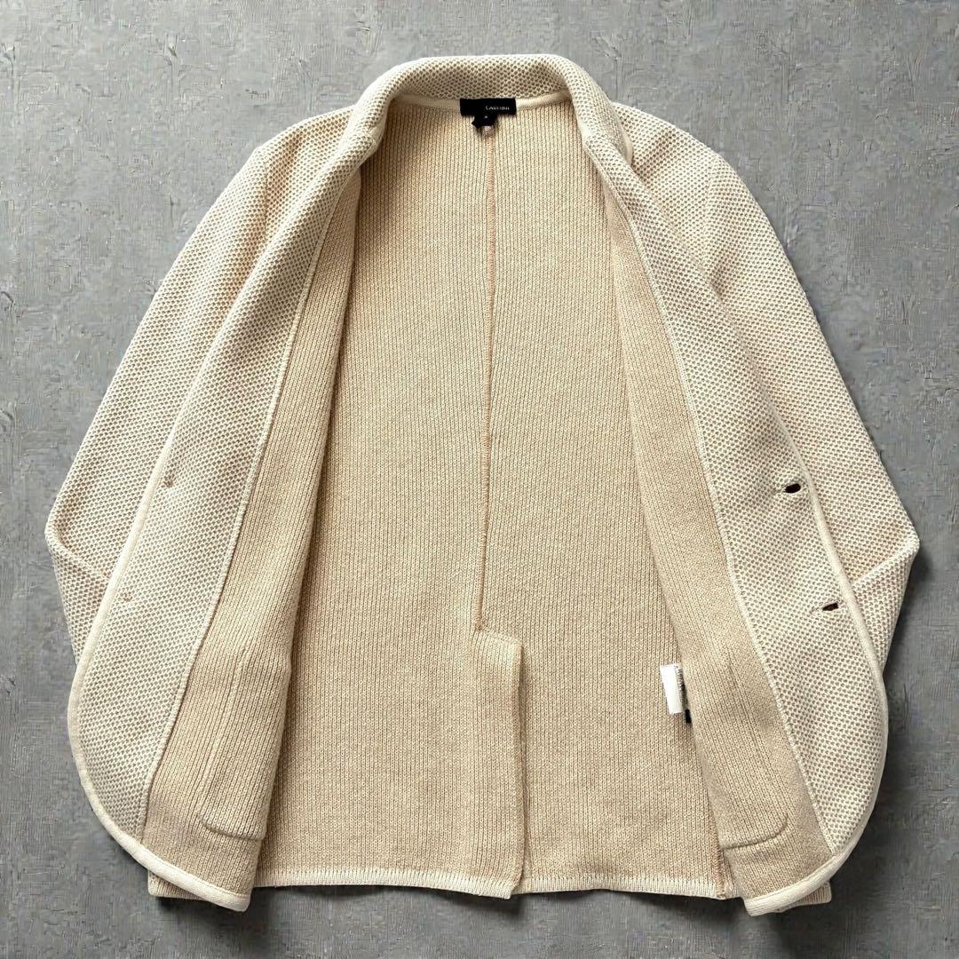 美品 LARDINI ニットテーラードジャケット 最高級アルパカウール XL