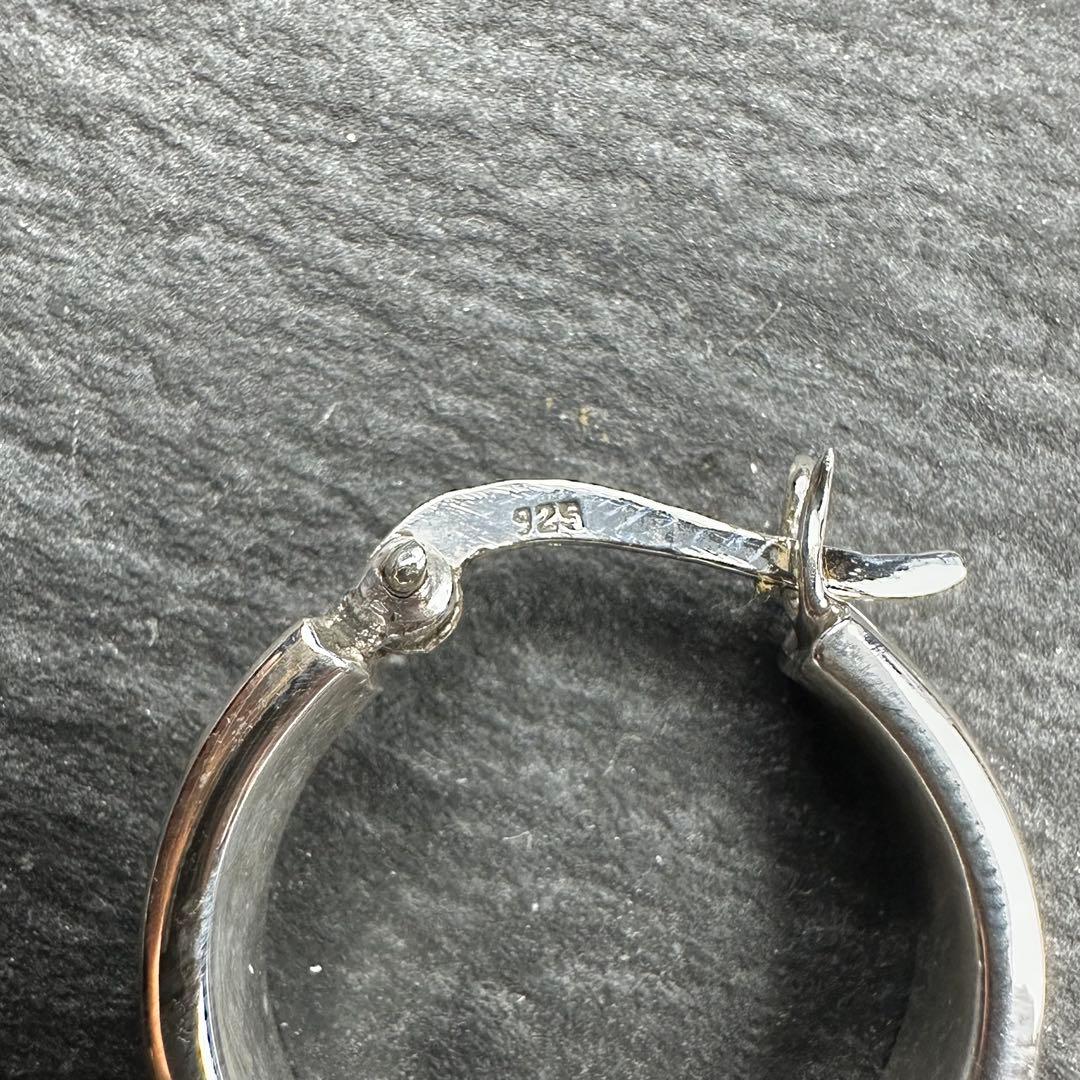 シルバー925 silver シンプルフラットフープピアス/軽研磨仕上げ