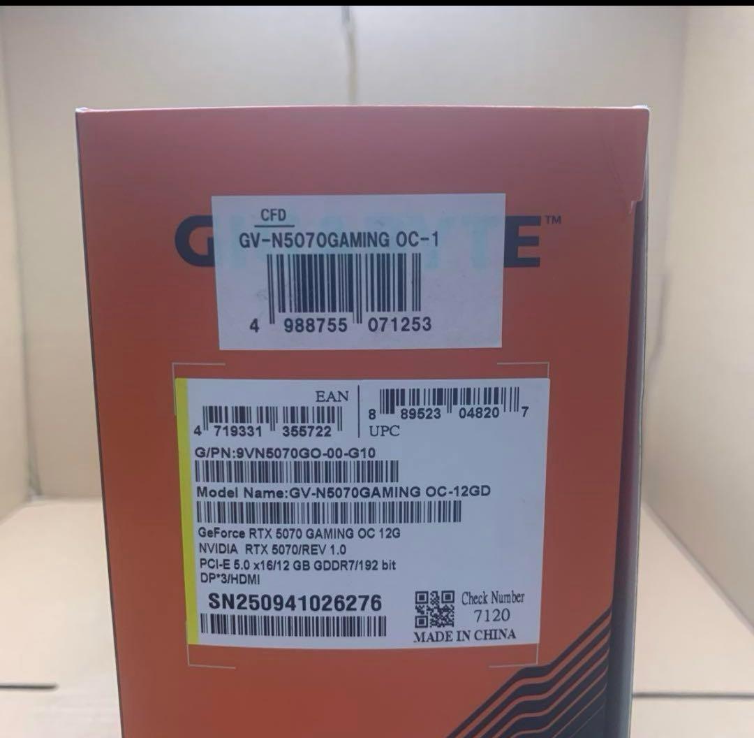 GIGABYTE NVIDIA Geforce RTX5070 搭載