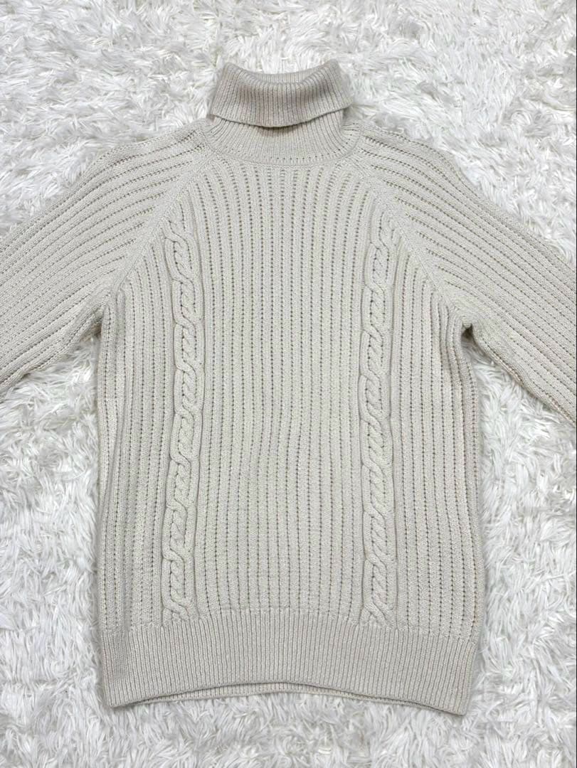 【新品】 ブルックスブラザーズ タートルネック ケーブルニット M 白