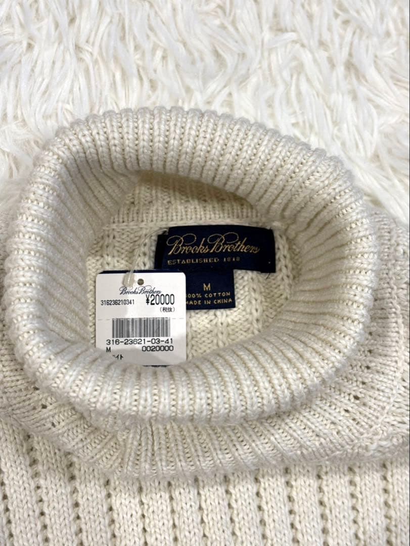 【新品】 ブルックスブラザーズ タートルネック ケーブルニット M 白