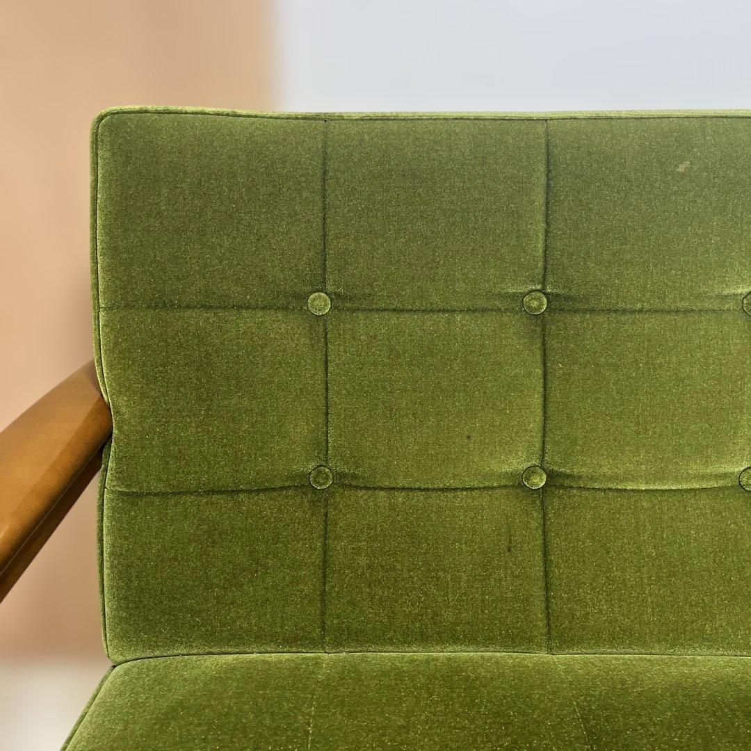 【送料込】カリモク60 ソファ 2人掛け モケットグリーン チェア