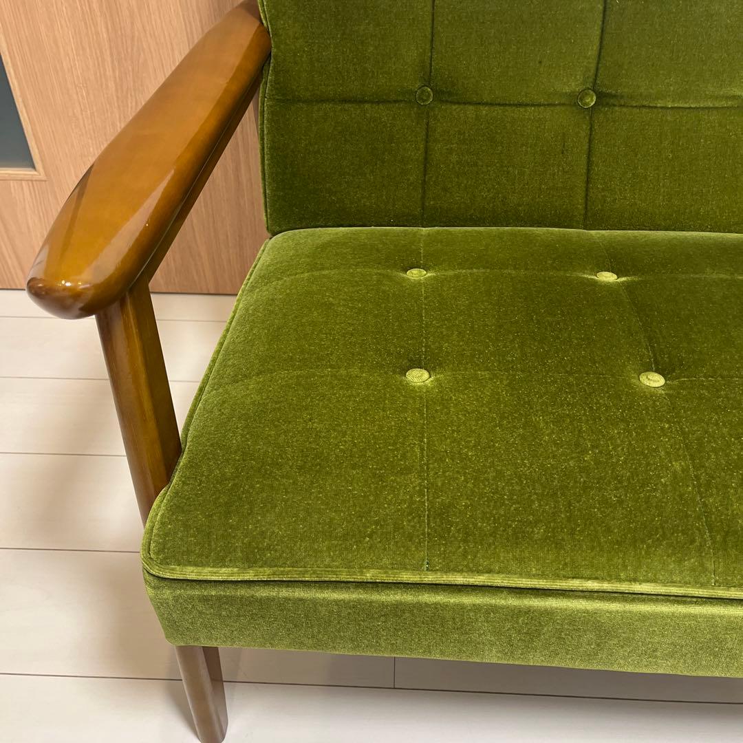 【送料込】カリモク60 ソファ 2人掛け モケットグリーン チェア