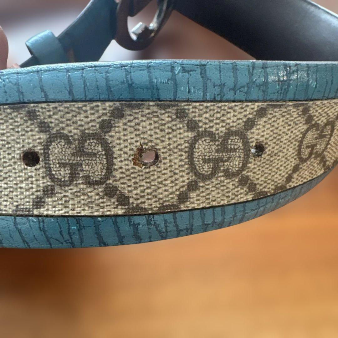 GUCCI GGパターン レディースベルト ターコイズブルー