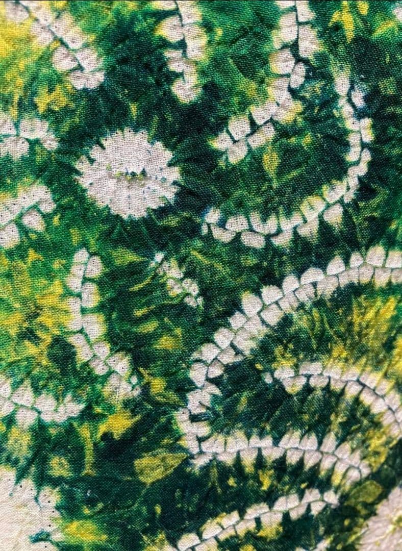 有松鳴海総絞り浴衣、身丈150cmグリーン系