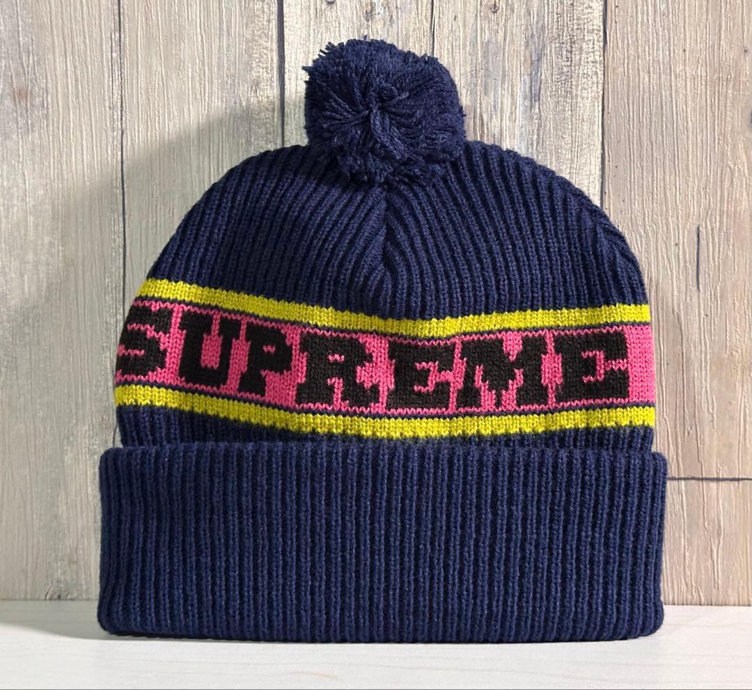 帽子 Supreme Big Stripe Beanie Navy