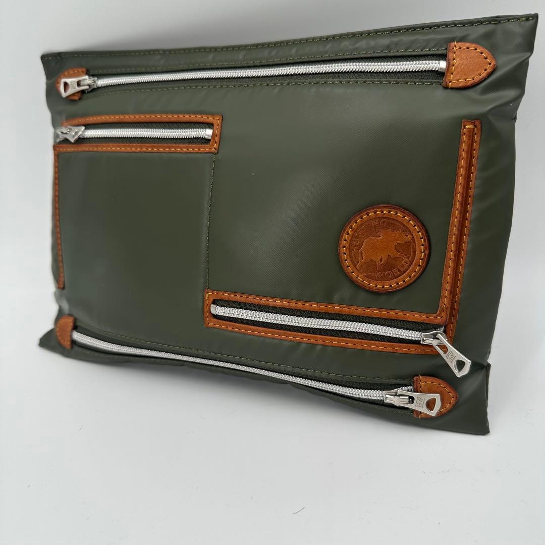 美品 希少　ハンティングワールド オフロードライン マルチポーチ　緑　カーキ