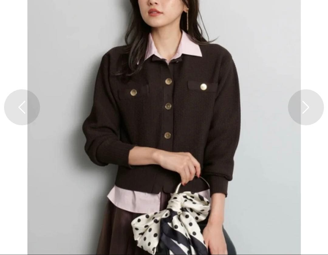 【美品】ジャスグリッティー 金ボタン ニットカーディガン ブラウン