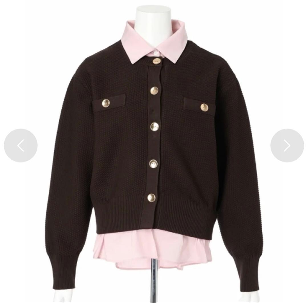 【美品】ジャスグリッティー 金ボタン ニットカーディガン ブラウン