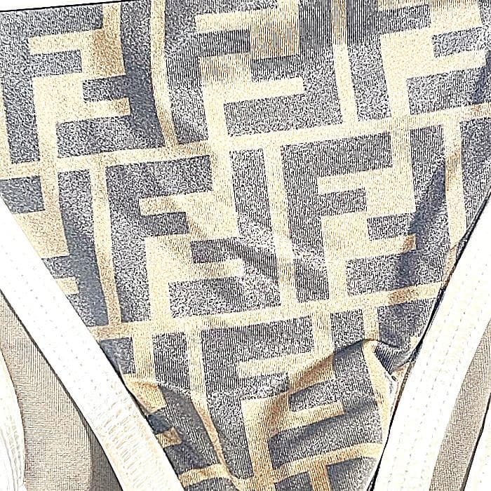 FENDI フェンディ FF ロゴ ズッカ 水着 ビキニ ブラウン シルバー