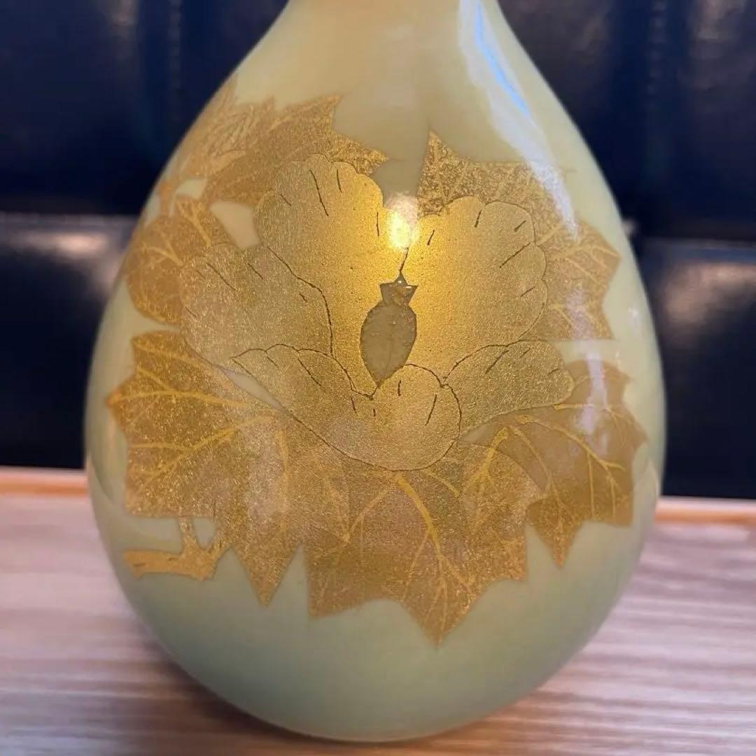 人間国宝 吉田美統 作 釉裏金彩 牡丹文 花瓶 茶道具