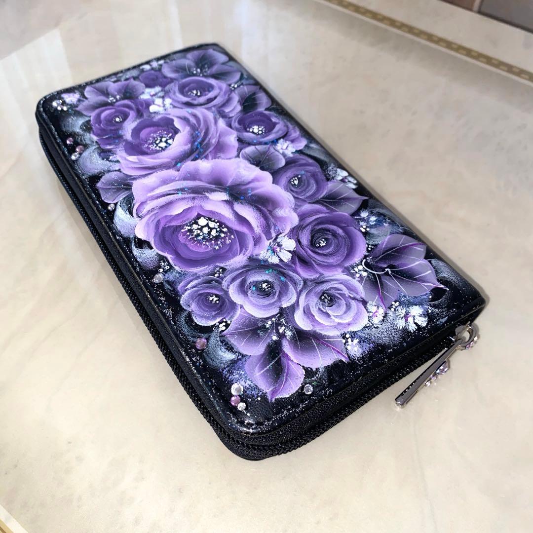 財布　ポット　ステンレスボトル　他　薔薇　手描き　トールペイント