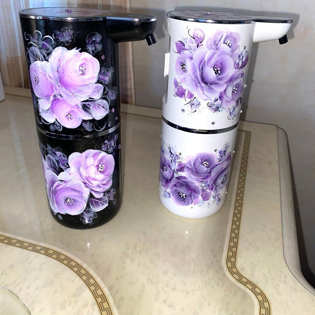 財布　ポット　ステンレスボトル　他　薔薇　手描き　トールペイント