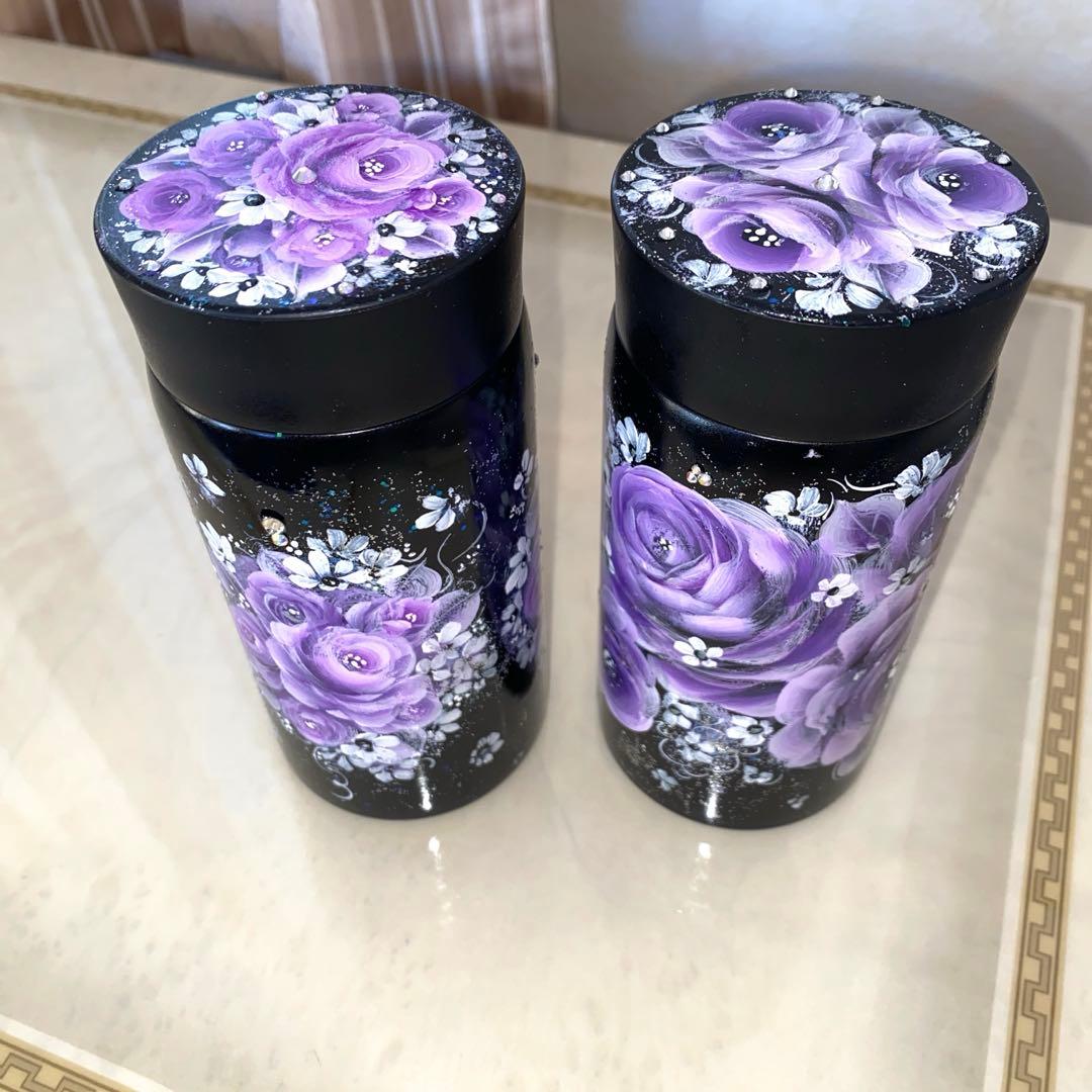 財布　ポット　ステンレスボトル　他　薔薇　手描き　トールペイント
