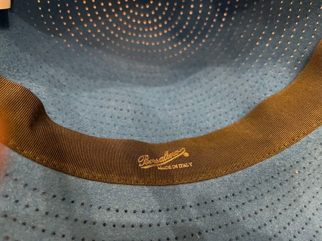 ボルサリーノ　パンチングフェルト　折り畳みハット　ブルー