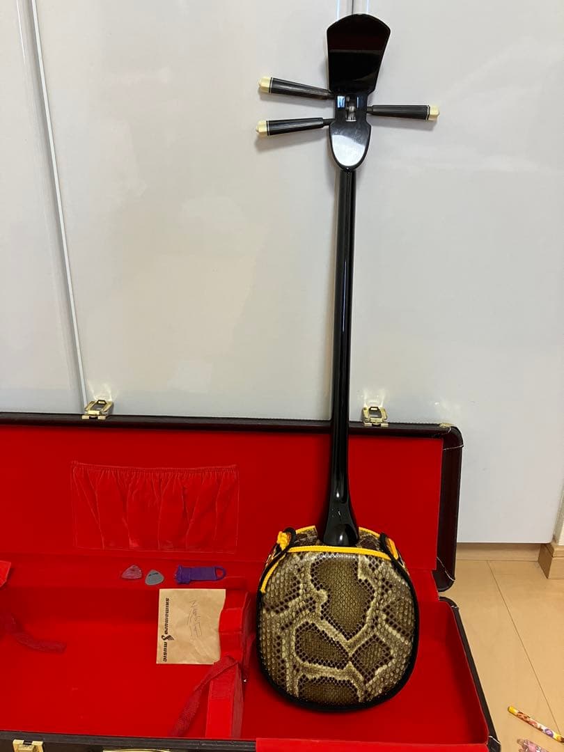 三線 本体 ヘビ皮 ケース付き