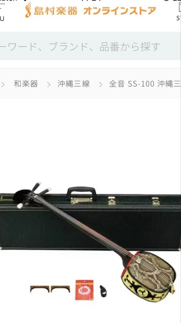 三線 本体 ヘビ皮 ケース付き