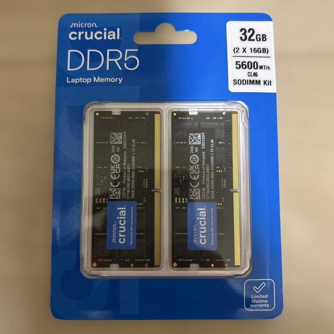 Crucial 32GB DDR5 SODIMM メモリキット